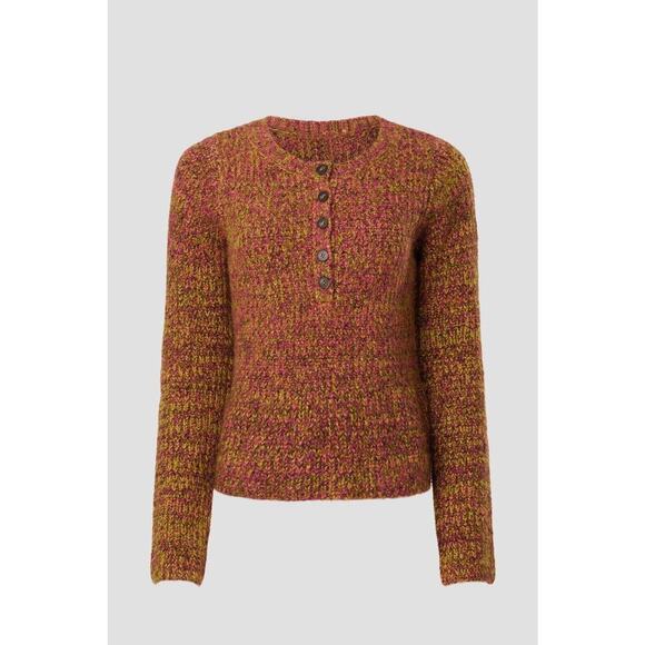 NWT Central Park West Livi Henley Bell Sleeve Multi-Color Sweater Womens Small - Picture 1 of 6